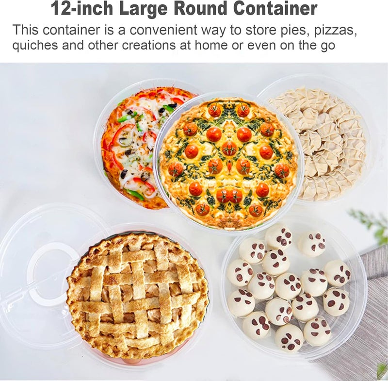SwinDuck 12inch 2 Pack Food Storage Container with Lid and Handle, Reusable 2 Compartments Pizza Slice Storage Container, Round Pie Carrier Leftover Pizza Keeper for Food Cake Cheesecake Tortilla Pastry - Image 4